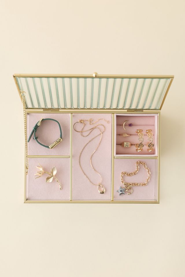 Fluted Glass Jewelry Box #1