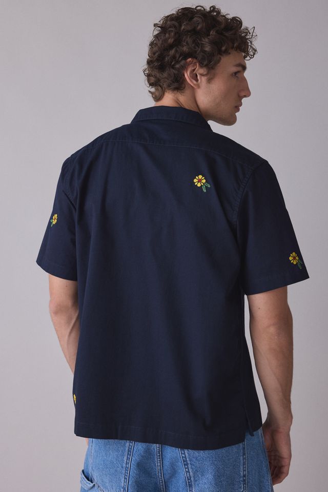 Service Works Cross Stitch Floral Short Sleeve Shirt #1