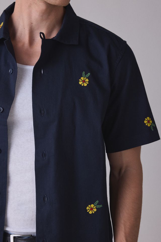 Service Works Cross Stitch Floral Short Sleeve Shirt #3