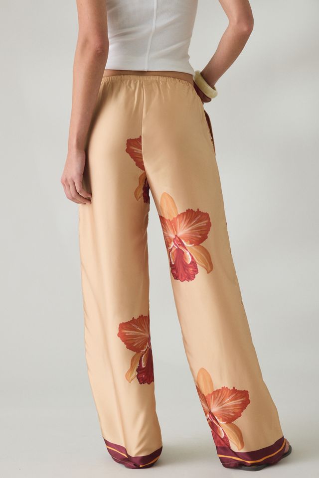 Pantalon en satin à jambe droite Cattleya à motif floral SNDYS X UO #2