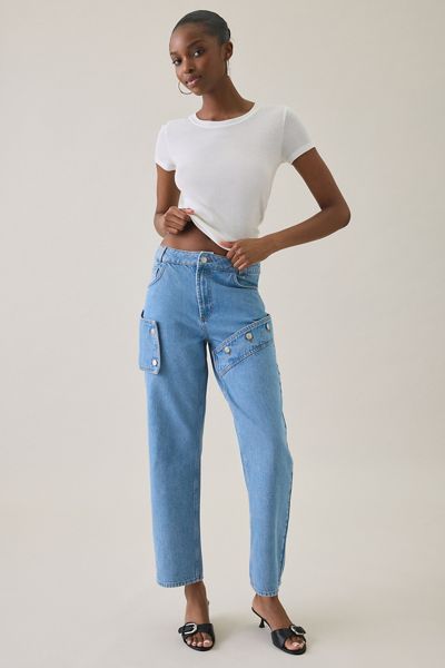 House Of Sunny Cowboy Asymmetric High-Rise Straight Leg Jeans