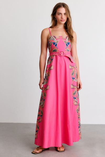 Beach Riot Rianne Capri Soleil Paisley Belted Cotton Maxi Dress