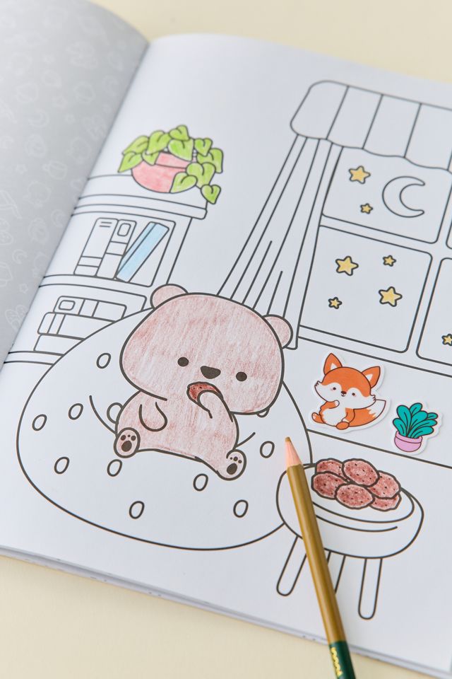 Cozy World Comfy Easy Coloring And Sticker Scene By Kiku Ren #1