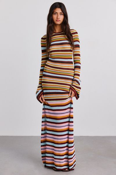 Beach Riot Joia Paradise Stripe Crochet Maxi Dress