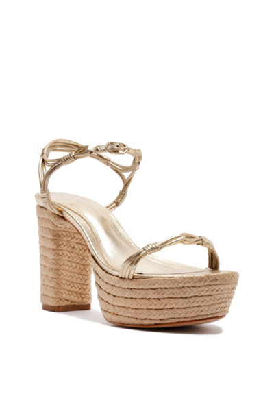 Schutz Nara Platform Heeled Sandal in Platina, Women’s at Urban Outfitters