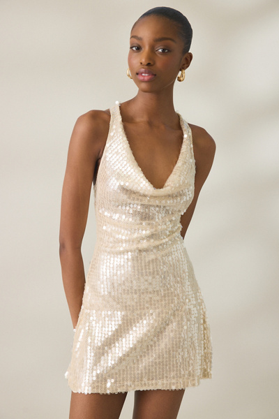 motel shine sequin tie back mini dress Motel Lelani Sequin Tie-Back Mini Dress