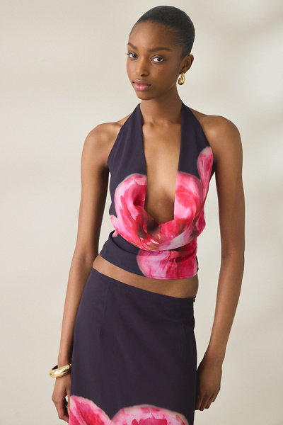 Motel Bujau Plunging Cowl Neck Halter Top | Urban Outfitters