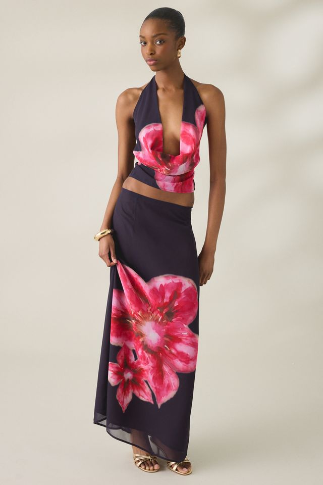 Motel Bujau Plunging Cowl Neck Halter Top #2