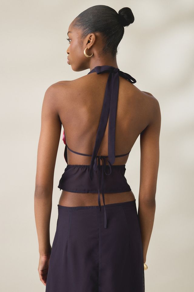 Motel Bujau Plunging Cowl Neck Halter Top #3
