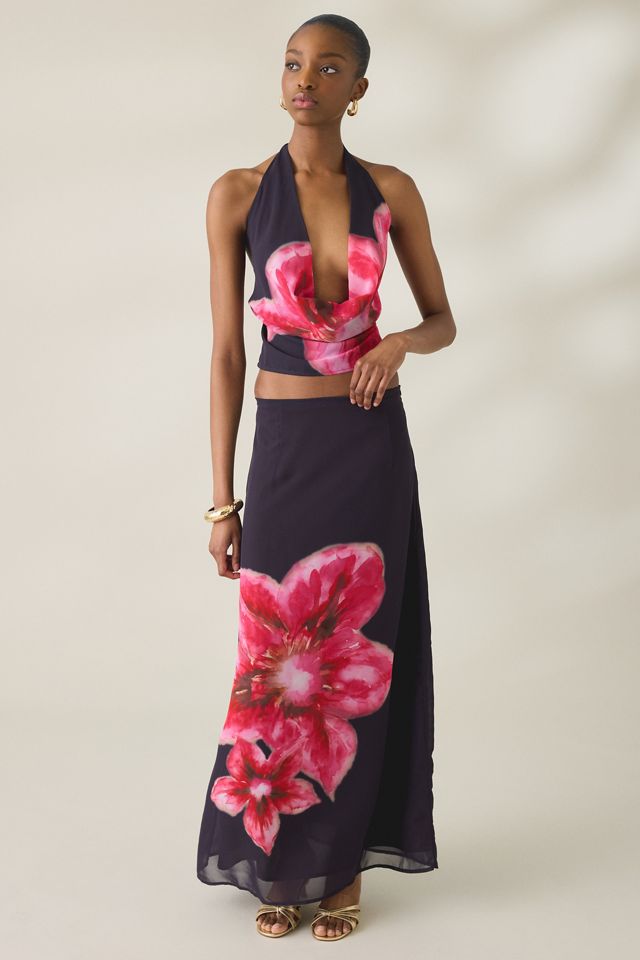 Motel Lurina Desert Flower Chiffon Maxi Skirt #1
