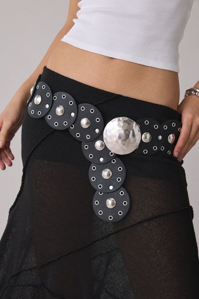 BDG Hammered Studded Statement Leather Belt