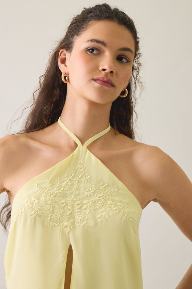 Motel Junaya Floral Embroidered Fringe Halter Top #2