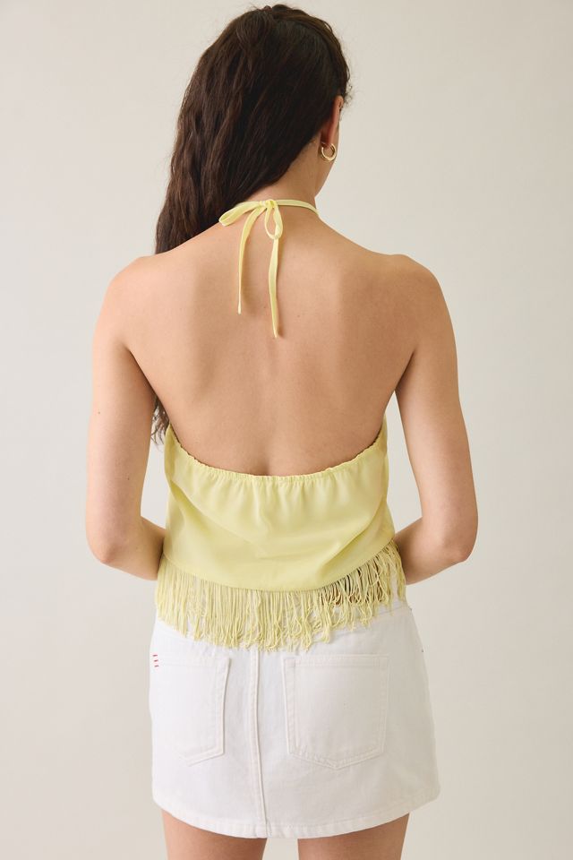 Motel Junaya Floral Embroidered Fringe Halter Top #3