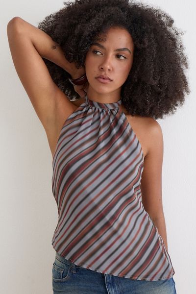 Motel Astina Asymmetric High Halter Neck Top