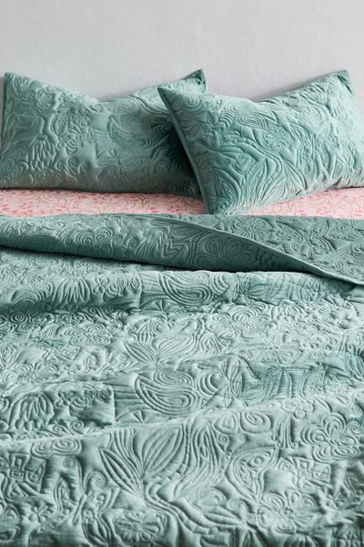 Ensemble de courtepointe en velours Secret Garden Jungalow By Justina Blakeney