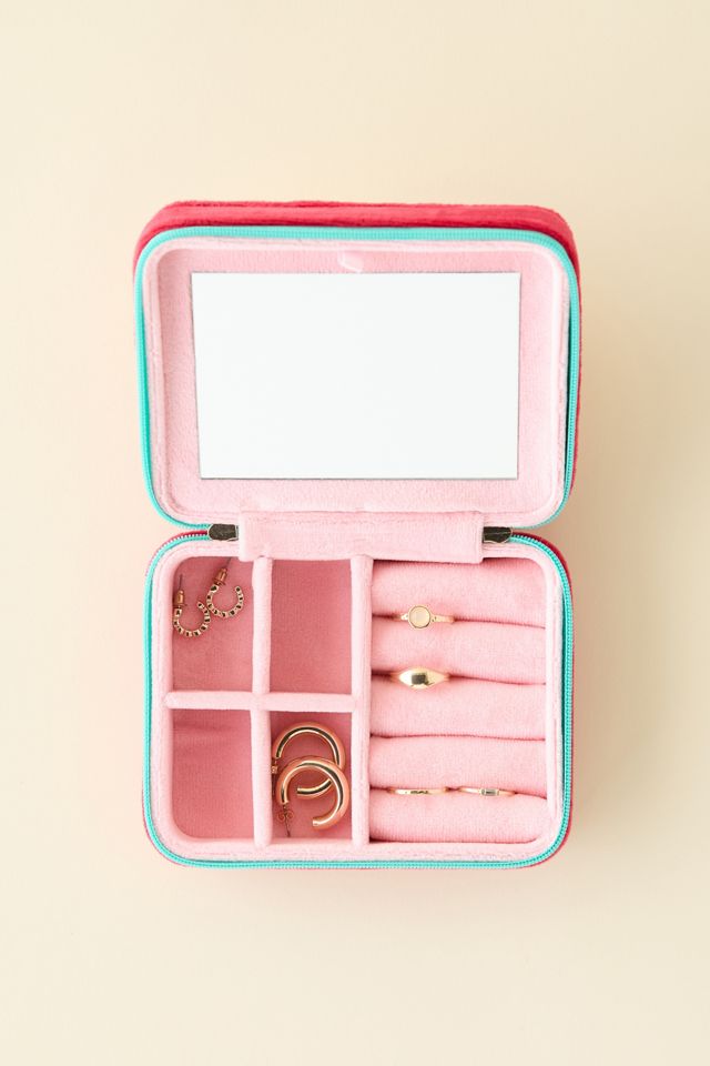 Strawberry Embroidered Velvet Jewelry Case #1