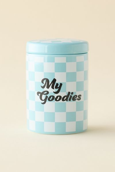 My Goodies Checkered Ceramic Stash Jar