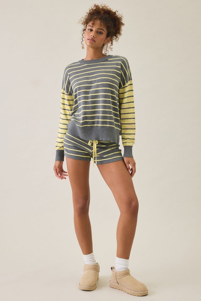 Beach Riot Callie Butter Grey Striped Sweater #2