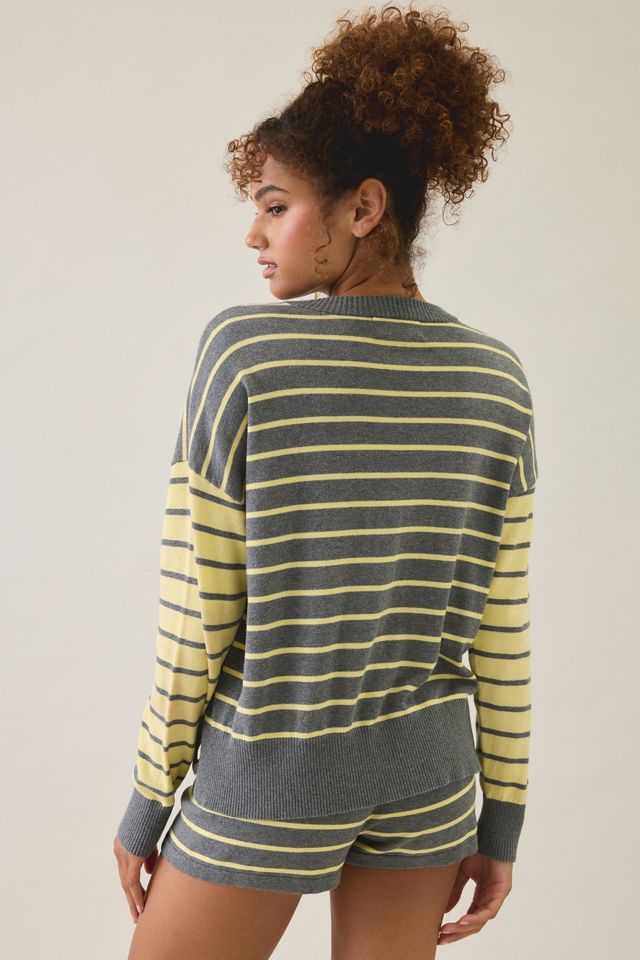 Beach Riot Callie Butter Grey Striped Sweater #4