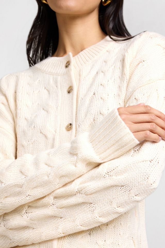 WeWoreWhat Fitted Cable Knit Cardigan #1