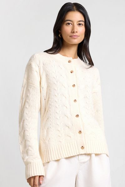 WeWoreWhat Fitted Cable Knit Cardigan