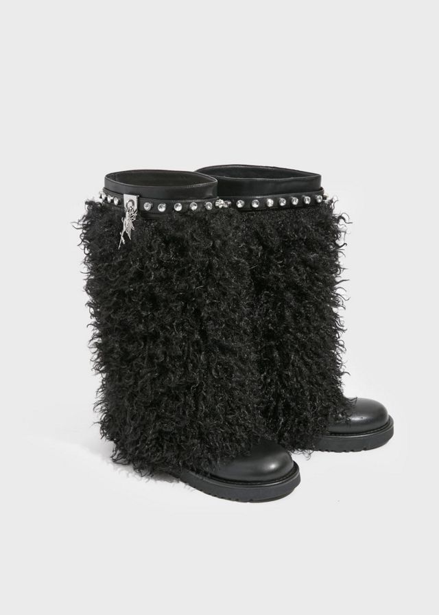 Sparkl Faux Fur Combat Boot #2