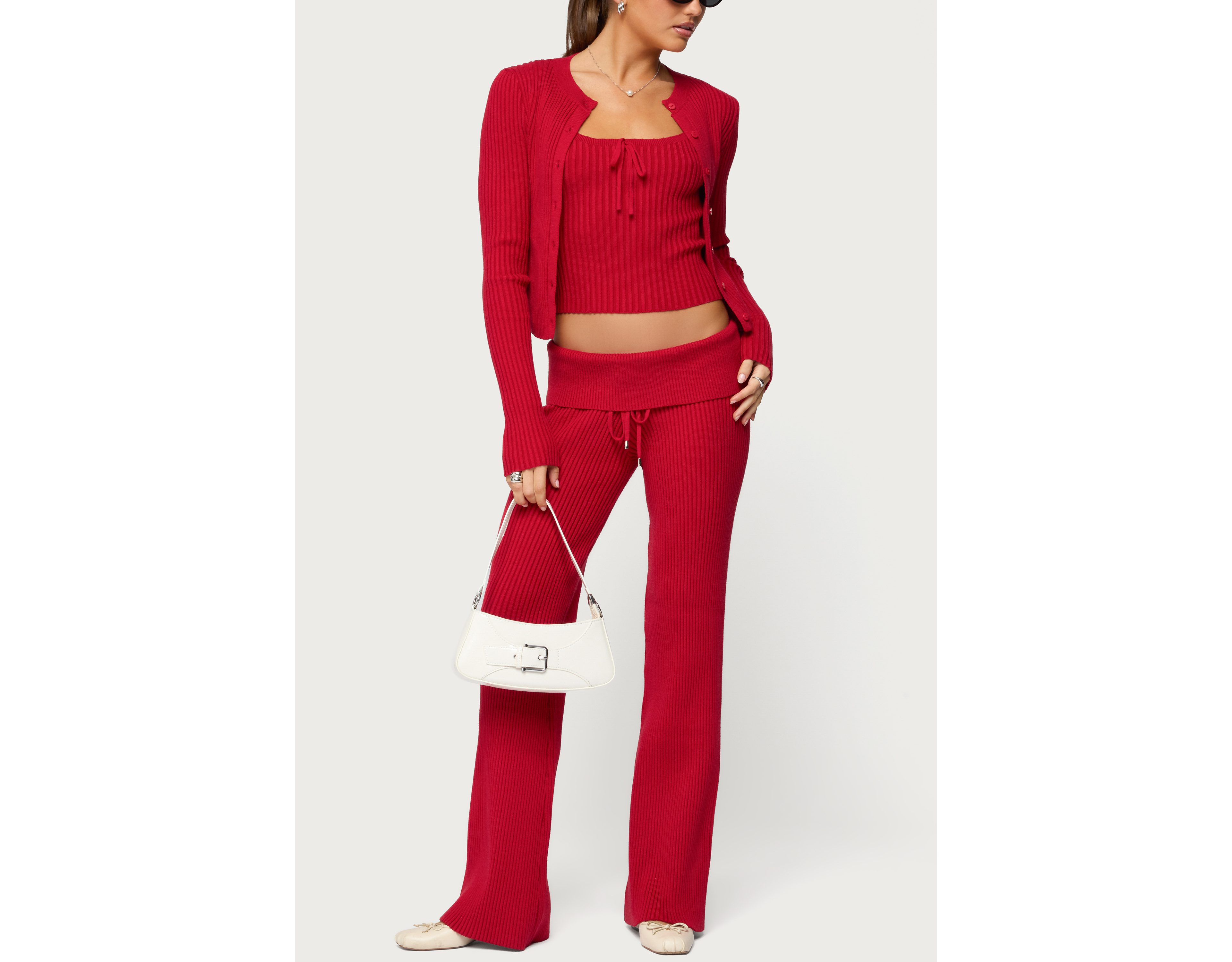 Edikted Adannah Foldover Ribbed Knit Pants