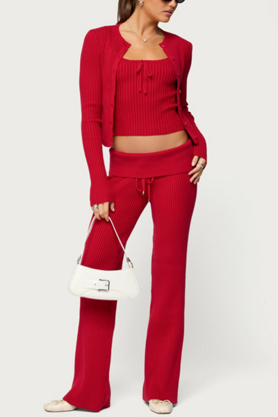 Edikted Adannah Foldover Ribbed Knit Pants