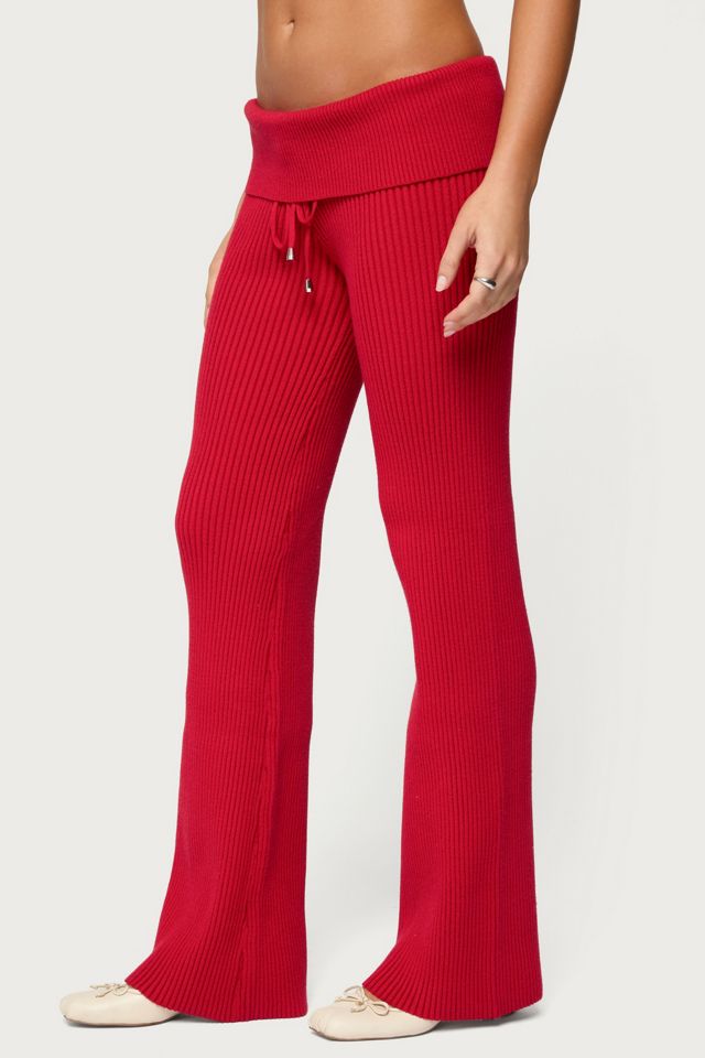 Edikted Adannah Foldover Ribbed Knit Pants #3