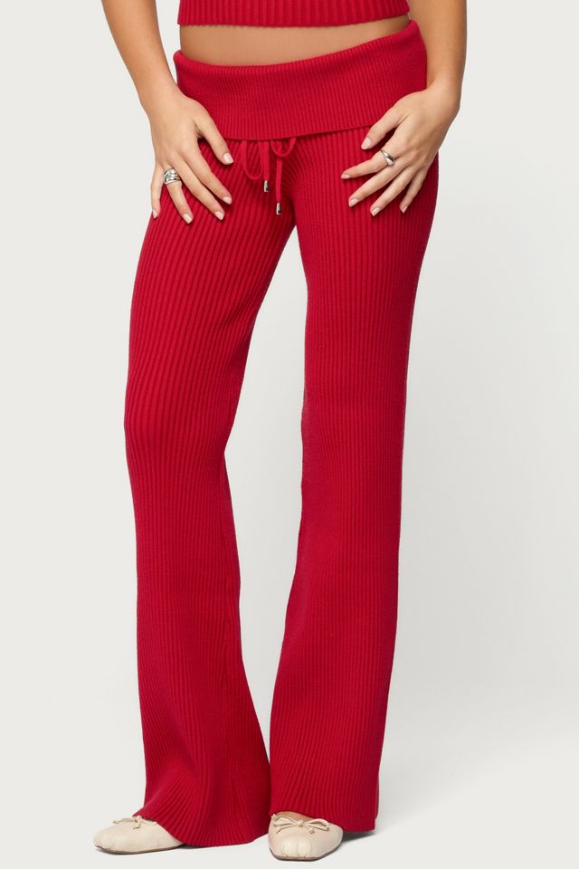 Edikted Adannah Foldover Ribbed Knit Pants #1