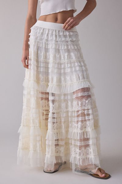 AllSaints Arlea Semi-Sheer Tulle Maxi Skirt