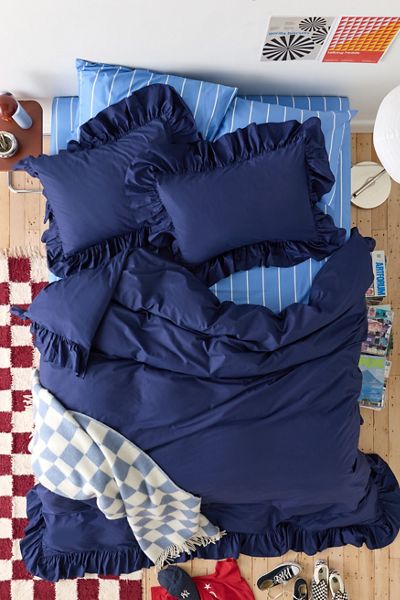 Elaine Ruffle Cotton Percale Duvet Cover
