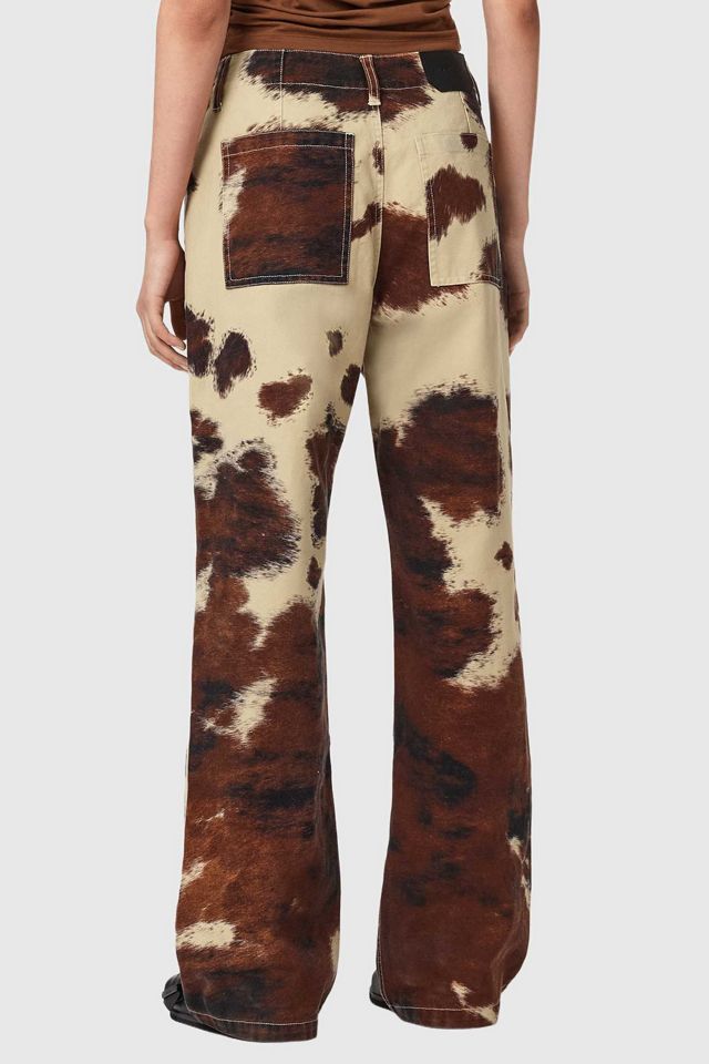 AllSaints Taya Cow Print Mid-Rise Straight Leg Jeans #1