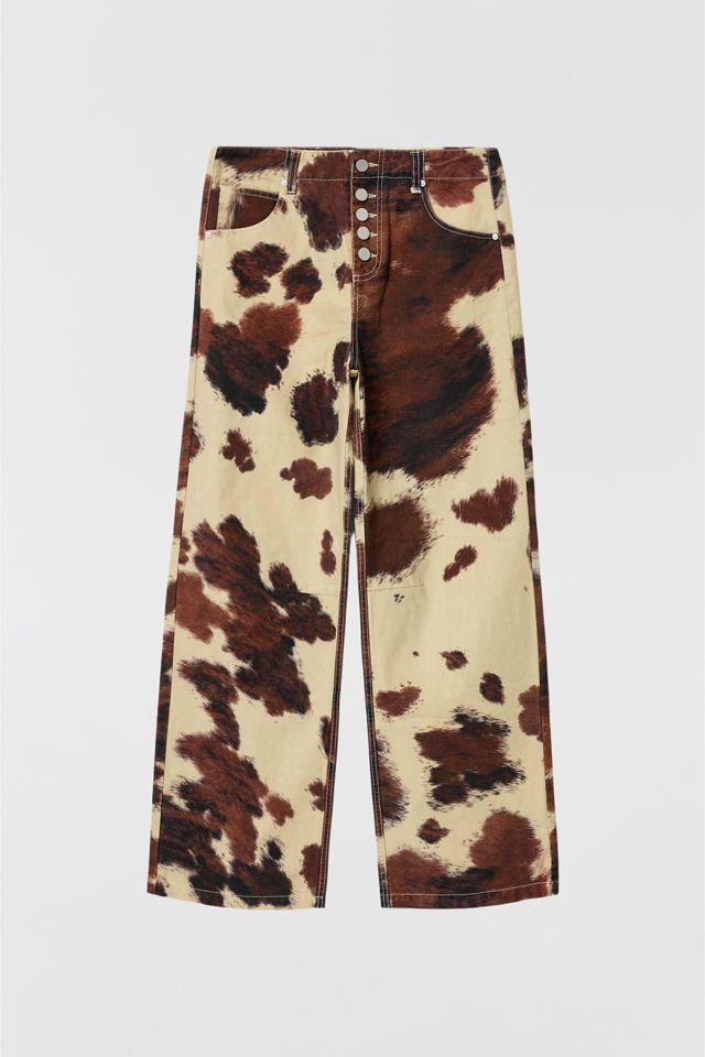 AllSaints Taya Cow Print Mid-Rise Straight Leg Jeans #2