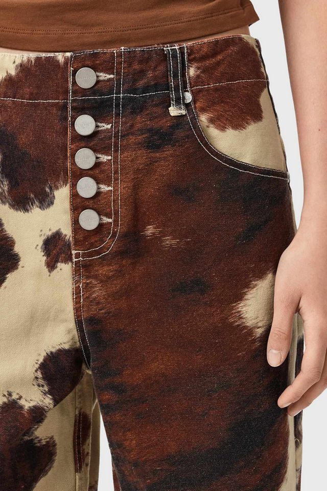 AllSaints Taya Cow Print Mid-Rise Straight Leg Jeans #3