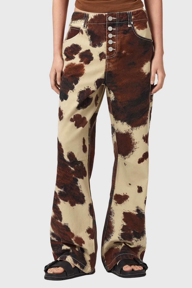 AllSaints Taya Cow Print Mid-Rise Straight Leg Jeans #4