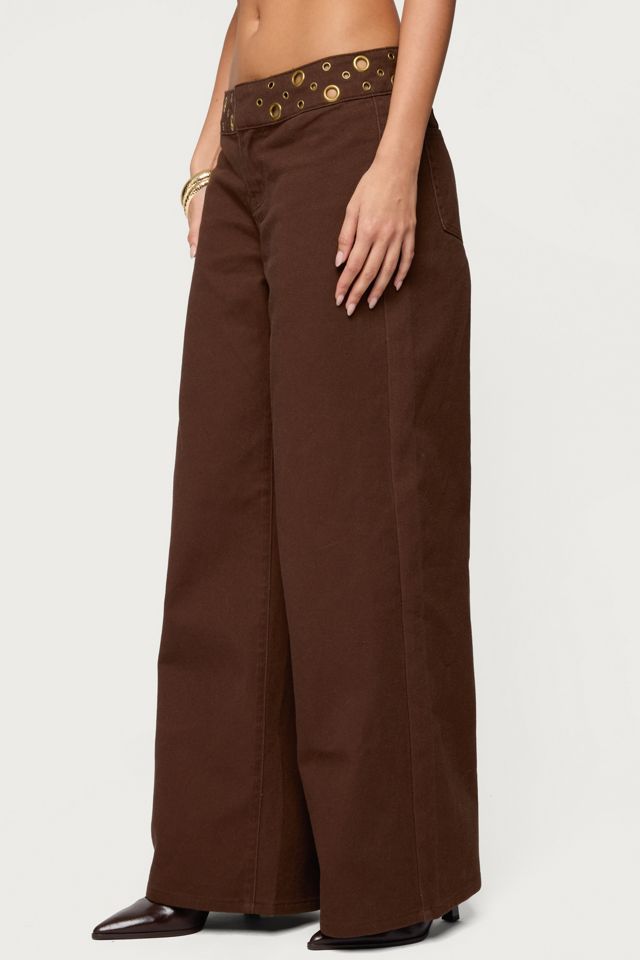 Edikted Mixed Grommet Low Rise Wide Leg Jean #2