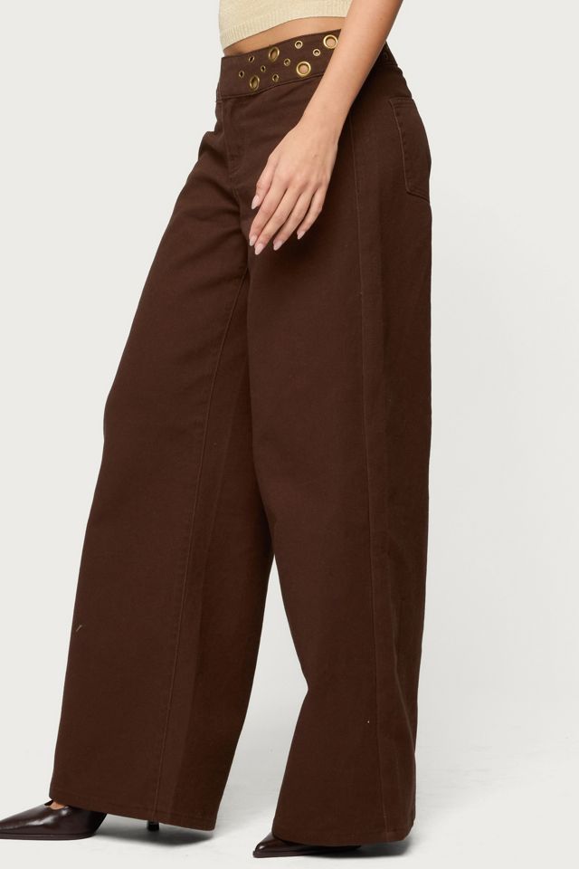 Edikted Mixed Grommet Low Rise Wide Leg Jean #3
