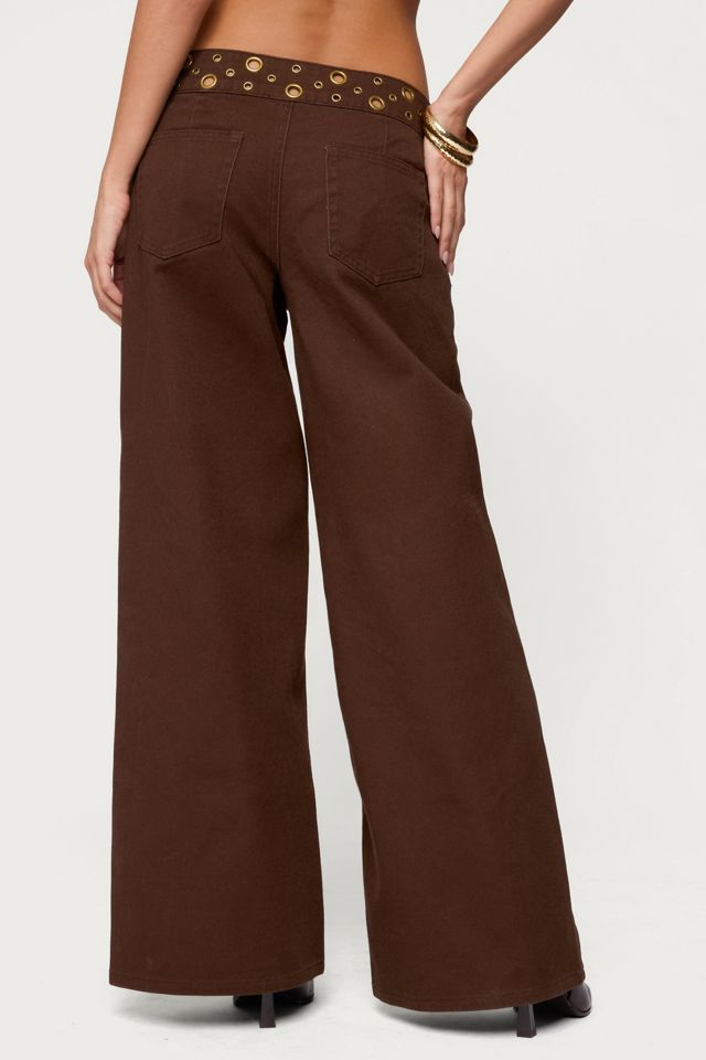 Edikted Mixed Grommet Low Rise Wide Leg Jean #4