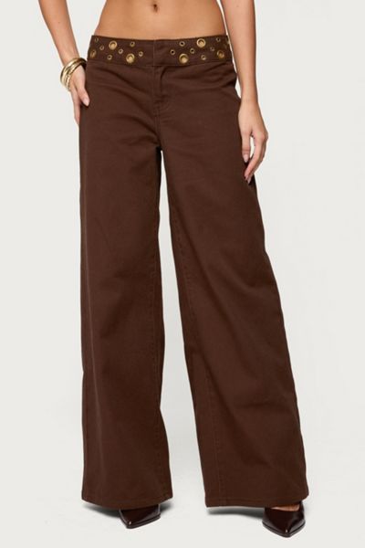 Edikted Mixed Grommet Low Rise Wide Leg Jean