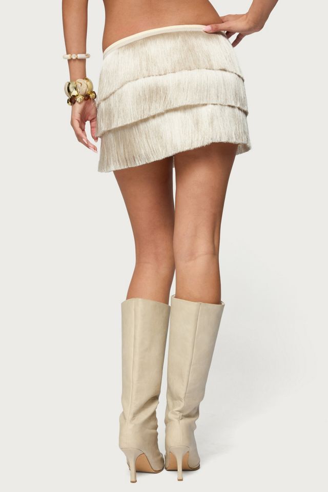 Edikted Sarai Tiered Fringed Mini Skirt #3