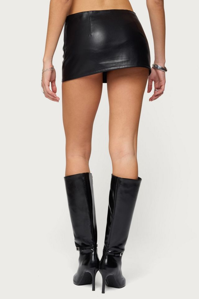 Edikted Viki Faux Leather Mini Skort #3