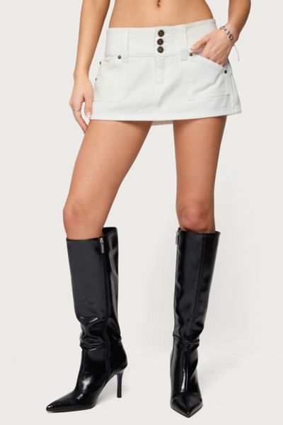 Edikted Petite Mckinley Denim Mini Skirt
