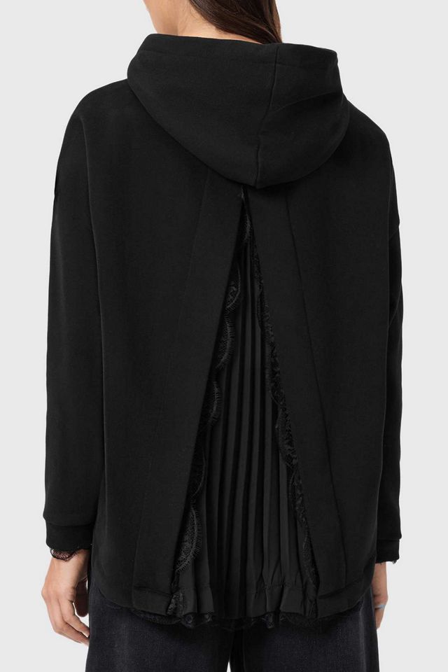 AllSaints Nia Lace Detail Relaxed Hoodie Sweatshirt #1