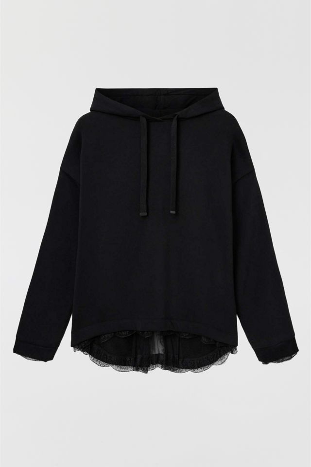 AllSaints Nia Lace Detail Relaxed Hoodie Sweatshirt #3