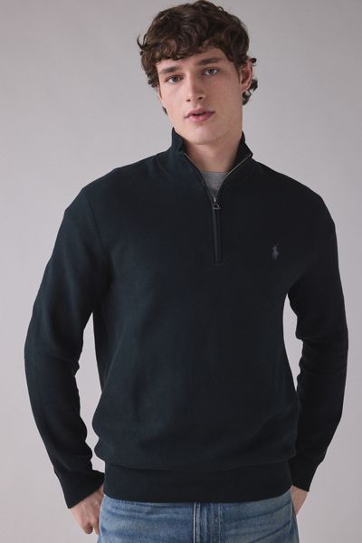 Polo Ralph Lauren Mesh Knit Cotton Quarter Zip Sweater