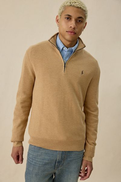 Polo Ralph Lauren Mesh Knit Cotton Quarter Zip Sweater