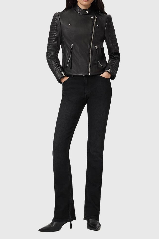 AllSaints Raul Black Leather Biker Jacket #1