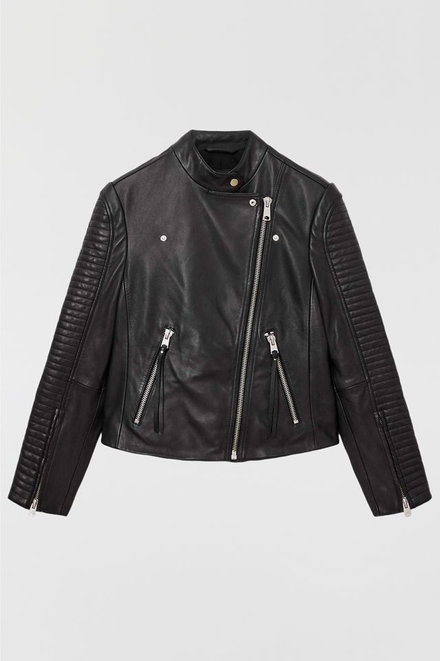 AllSaints Raul Black Leather Biker Jacket #2