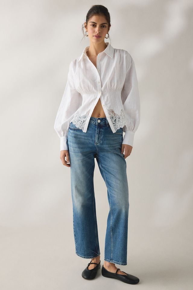 AllSaints Carol Lace Trimmed Long Sleeve Button-Down Shirt #2